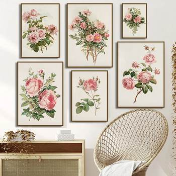Vintage Pink Roses Canvas Art 1
