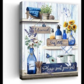 Blue Ocean Flower Canvas Wall Art 1